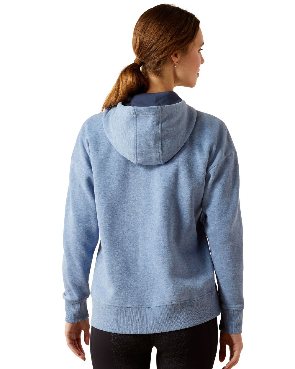 China Blue Heather Coloured Ariat Womens Rabere 2.0 Hoodie on white background 