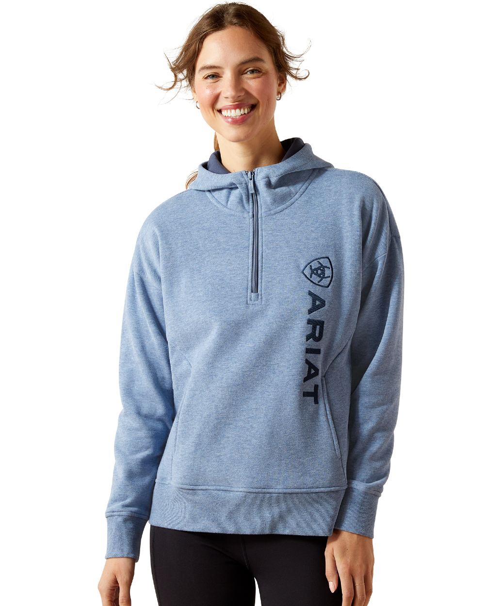 China Blue Heather Coloured Ariat Womens Rabere 2.0 Hoodie on white background 