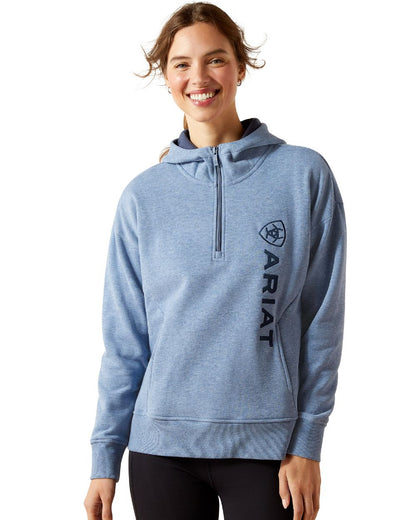 China Blue Heather Coloured Ariat Womens Rabere 2.0 Hoodie on white background 