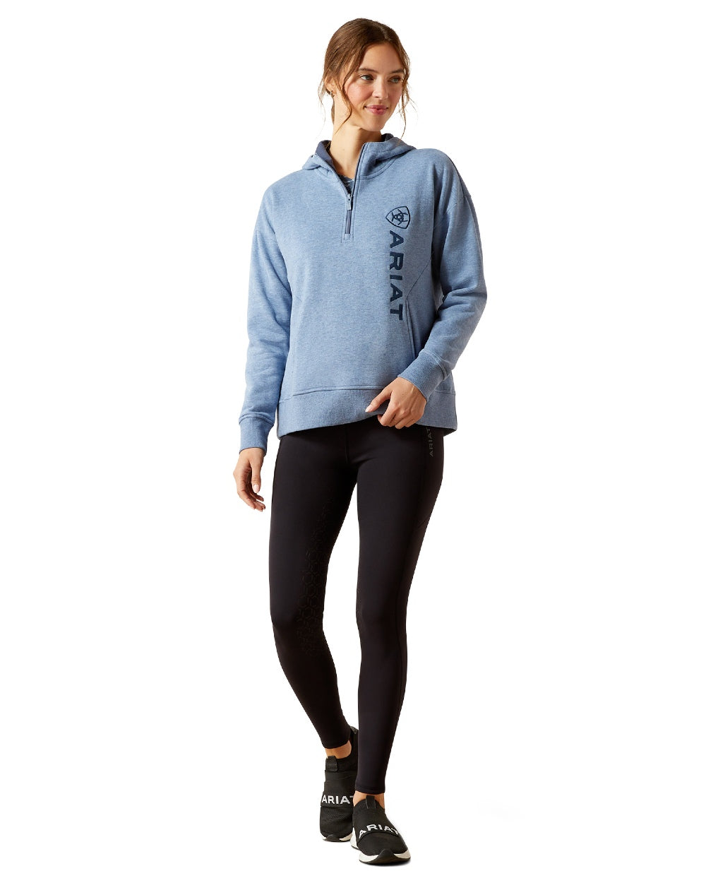 China Blue Heather Coloured Ariat Womens Rabere 2.0 Hoodie on white background 