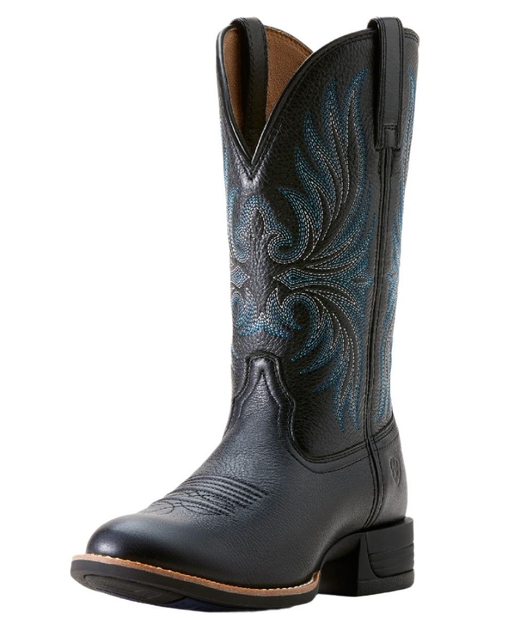 Black Deertan Coloured Ariat Womens Ranahan Western Boot on white background 