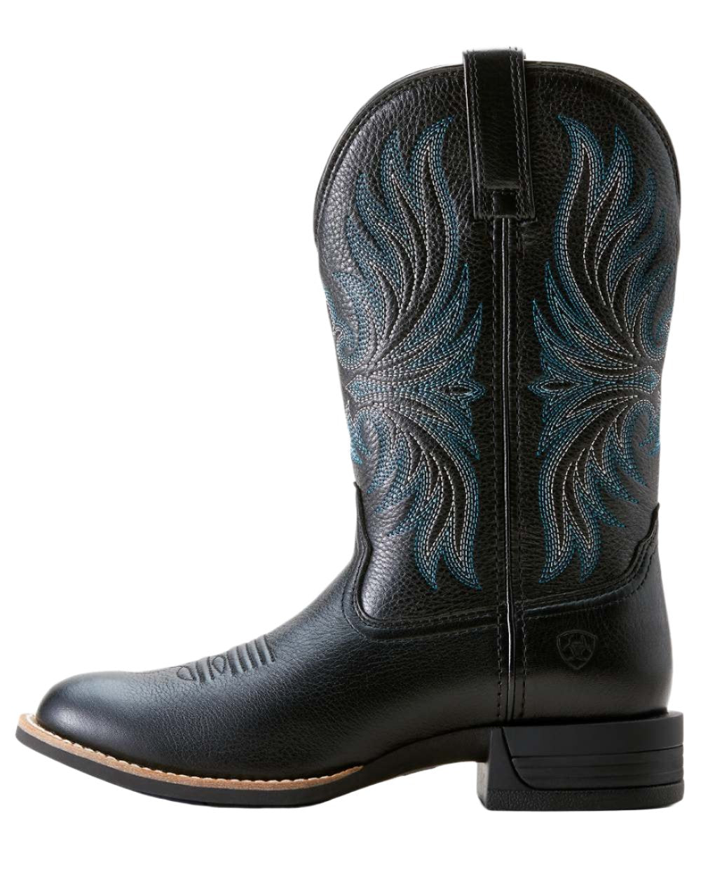 Black Deertan Coloured Ariat Womens Ranahan Western Boot on white background 