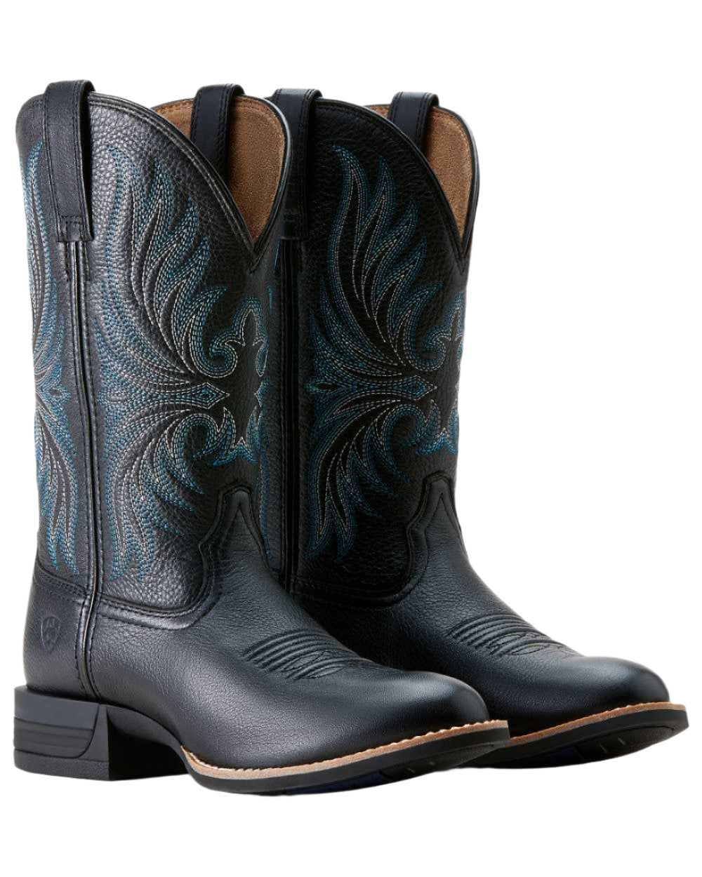 Black Deertan Coloured Ariat Womens Ranahan Western Boot on white background 