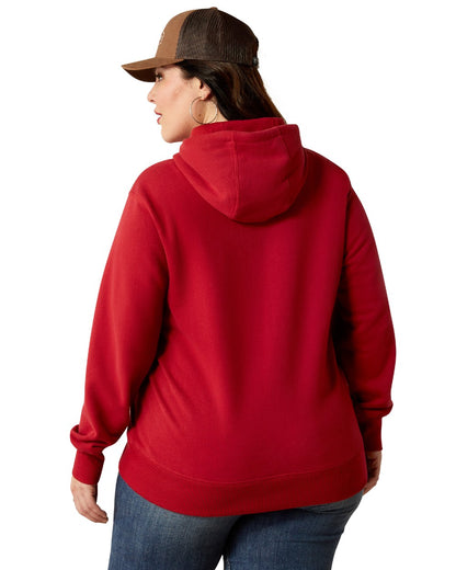 Rio Red Coloured Ariat Womens Ranch Goods Hoodie on white background 