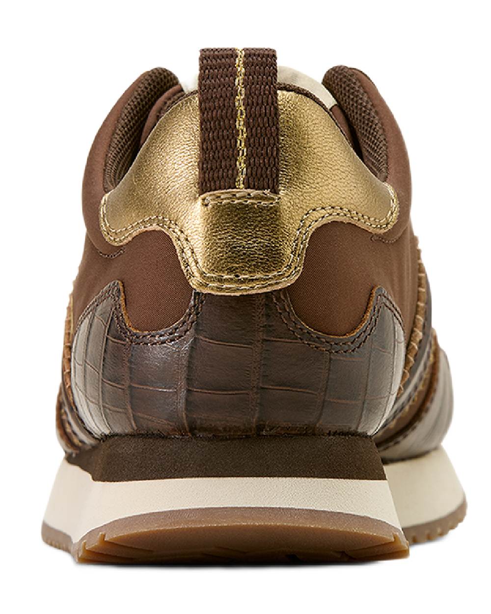 Aged Tan coloured Ariat Womens Ranch Runner Shoes on white background 