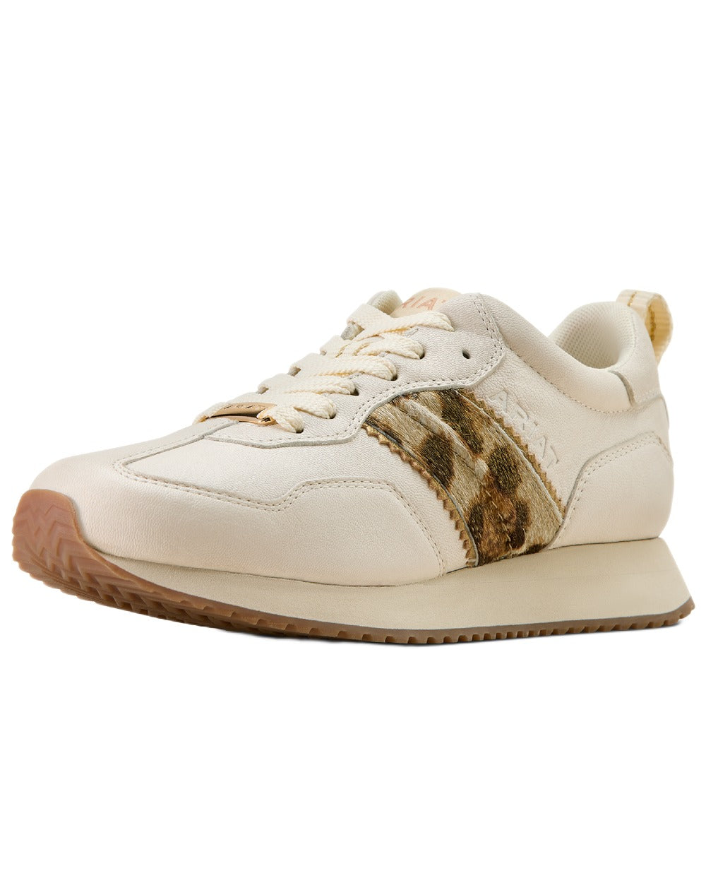 Bright Cream coloured Ariat Womens Ranch Runner Shoes on white background 