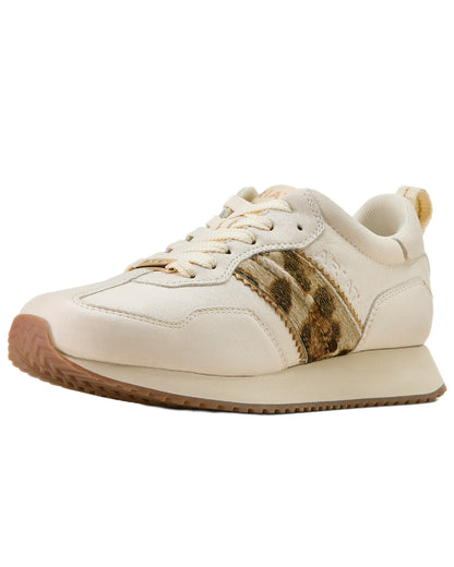 Bright Cream coloured Ariat Womens Ranch Runner Shoes on white background 