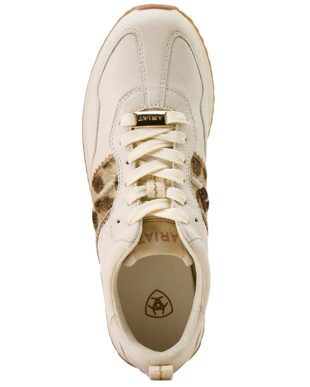 Bright Cream coloured Ariat Womens Ranch Runner Shoes on white background 