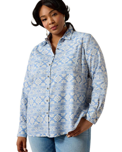 Ashleigh Blue Crystal Southwes Coloured Ariat Womens Real Billie Jean Shirt on white background 