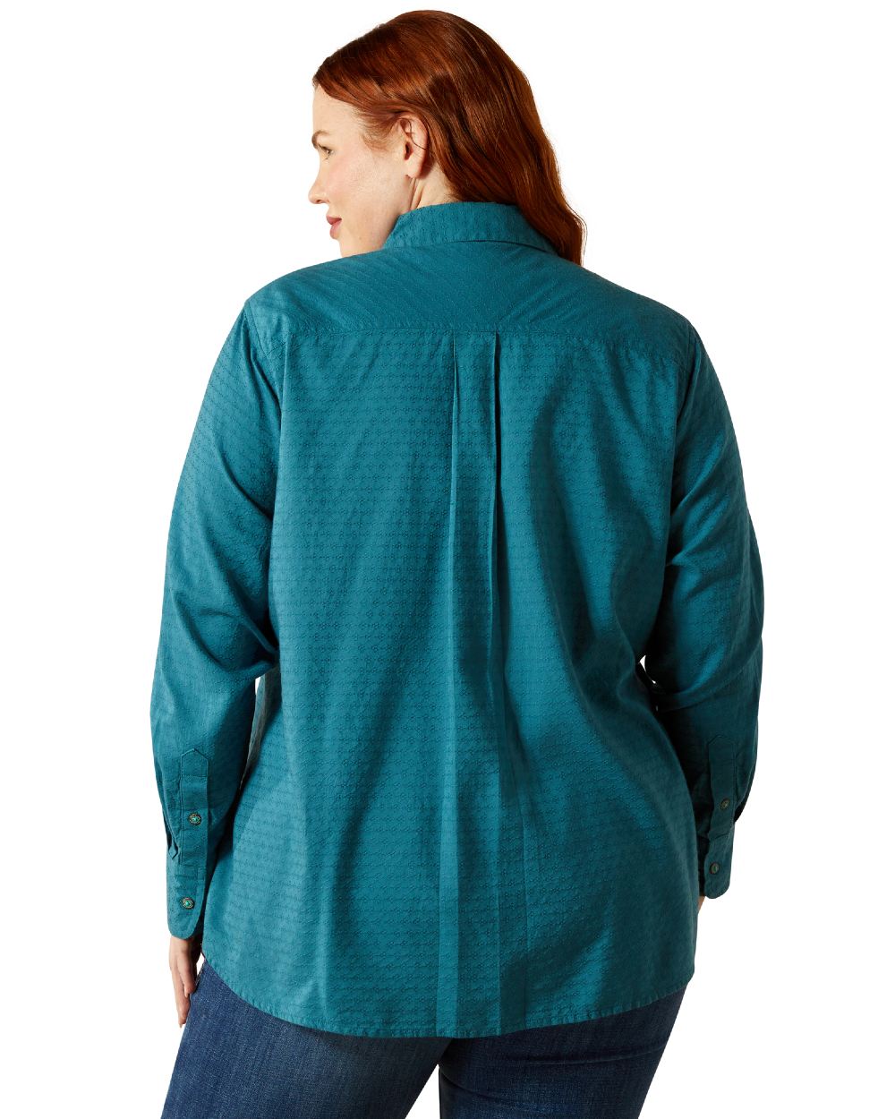 Dragonfly Dobby Coloured Ariat Womens Real Billie Jean Shirt on white background 