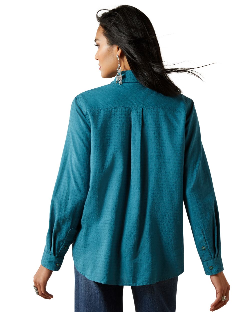 Dragonfly Dobby Coloured Ariat Womens Real Billie Jean Shirt on white background 