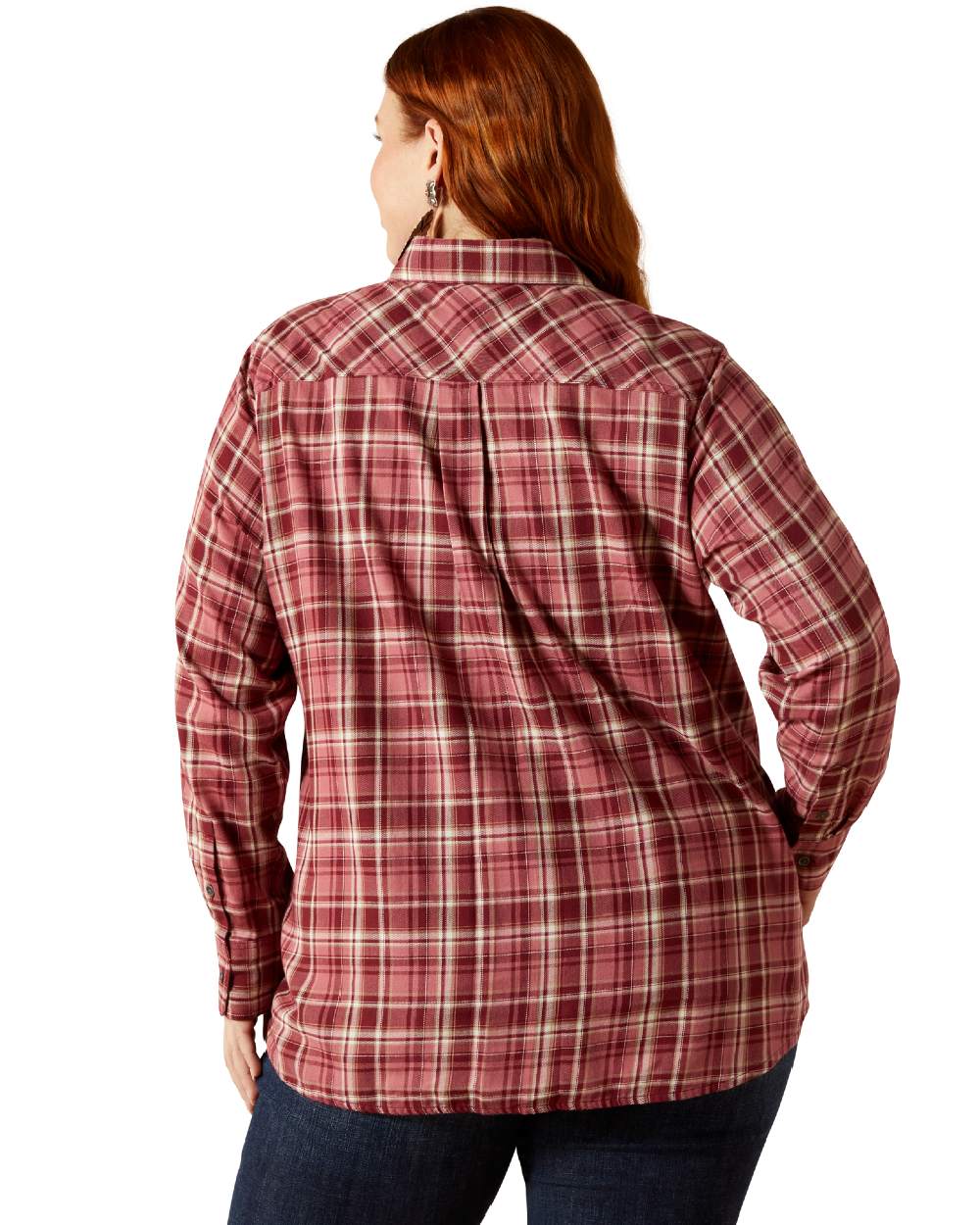 Sunkissed Plaid Coloured Ariat Womens Real Billie Jean Shirt on white background 