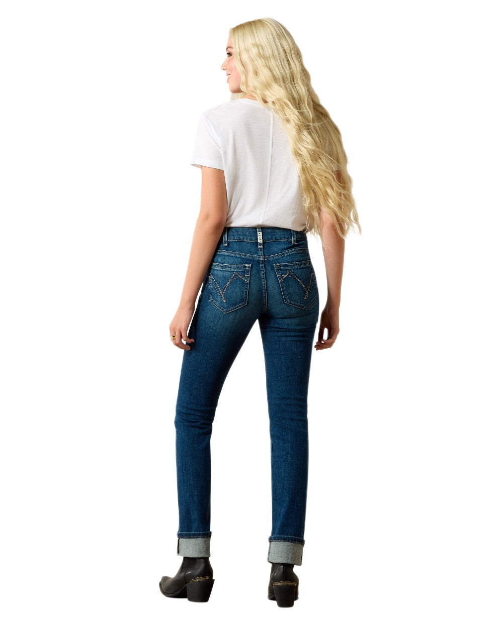 Mackenzie coloured Ariat Womens Real Perfect Rise Abby Straight Jeans on white background 