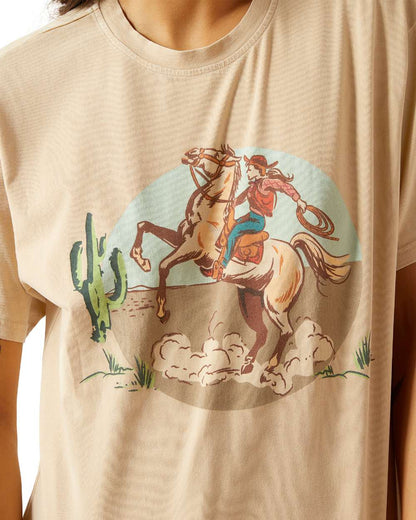 Oyster Grey Coloured Ariat Womens Ride On T-Shirt on white background 