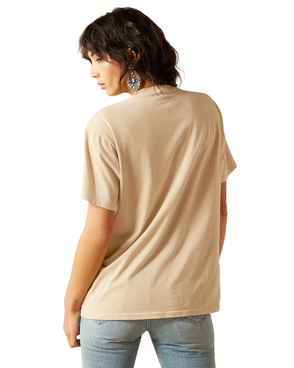 Oyster Grey Coloured Ariat Womens Ride On T-Shirt on white background 