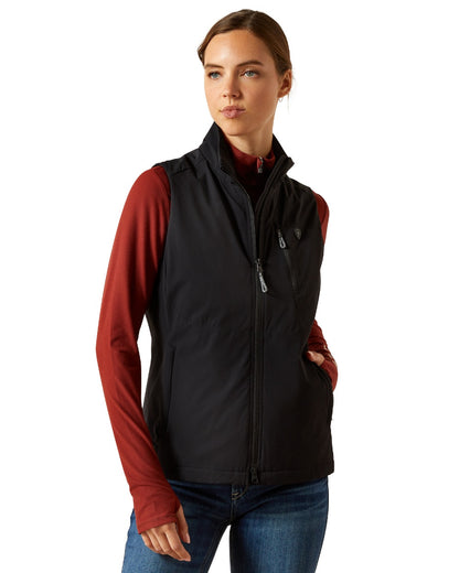 Black Coloured Ariat Womens Rion StretchShell Vest on white background 