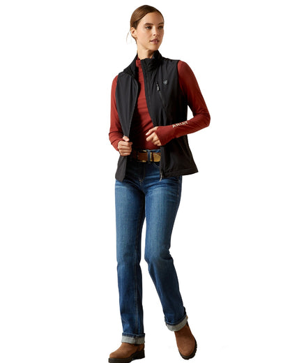 Black Coloured Ariat Womens Rion StretchShell Vest on white background 