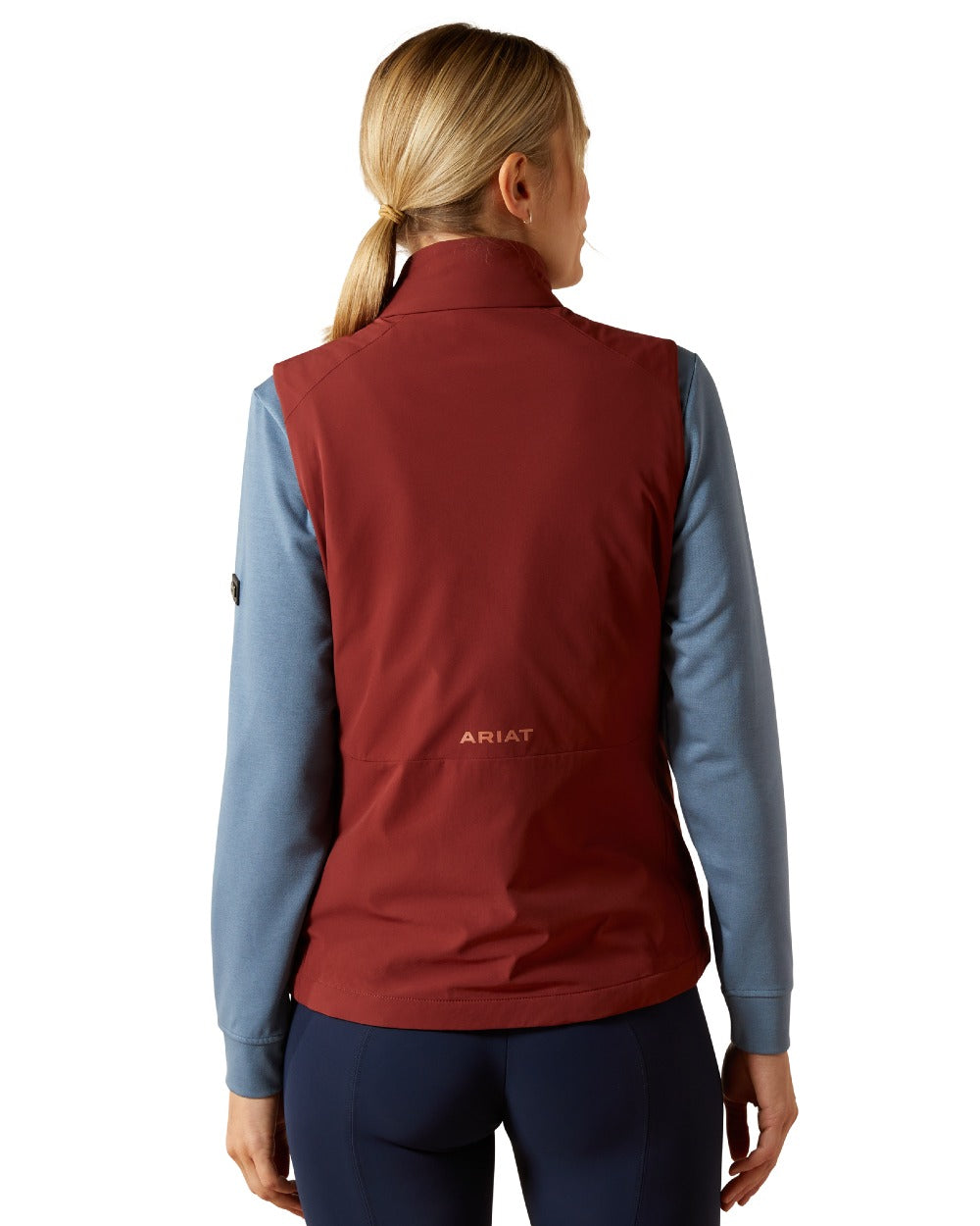 Madder Brown Coloured Ariat Womens Rion StretchShell Vest on white background 