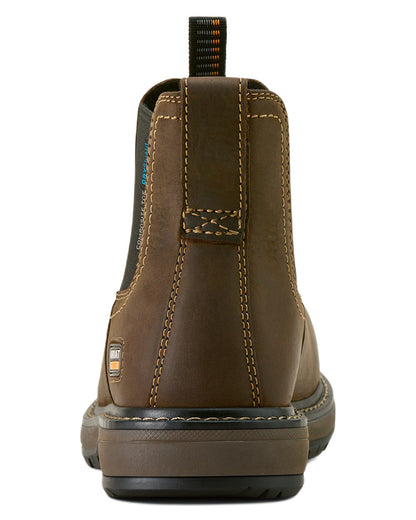 Dark Brown coloured Ariat Womens Riveter Chelsea Waterproof Composite Toe Work Boots on white background 