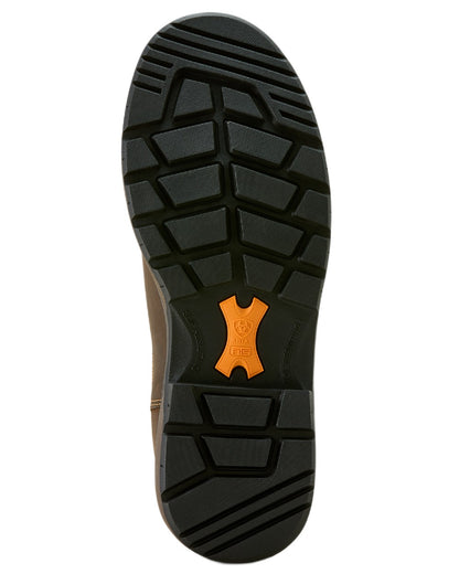 Dark Brown coloured Ariat Womens Riveter Chelsea Waterproof Composite Toe Work Boots on white background 