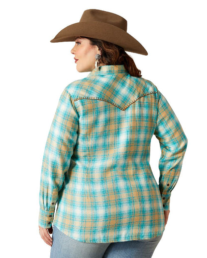 Breeze Plaid Coloured Ariat Womens Roping Plaid Shirt on white background 