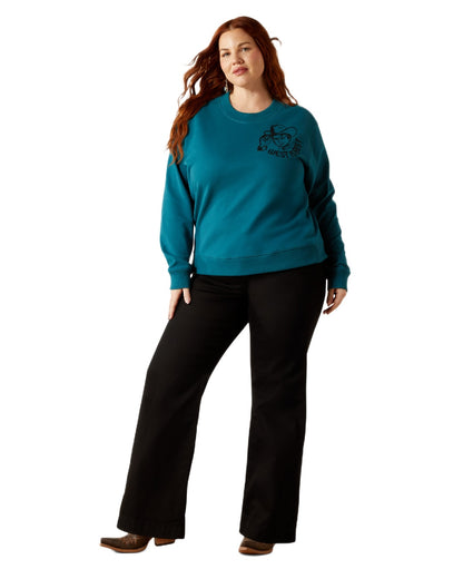 Dragonfly Coloured Ariat Womens Sendero West Is Best Sweatshirt on white background 