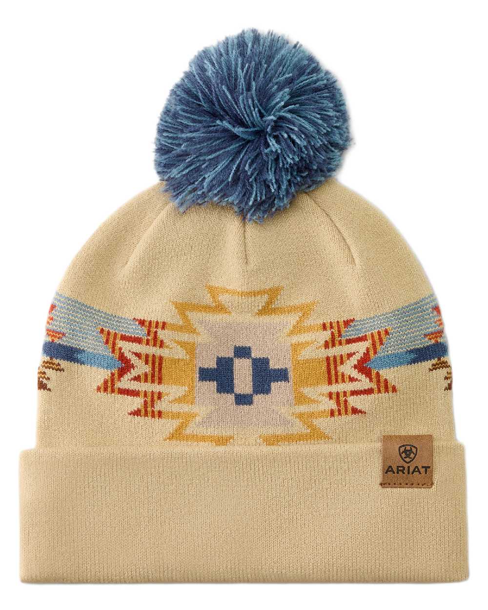 Natural Serape coloured Ariat Womens Serape Beanie on white background 
