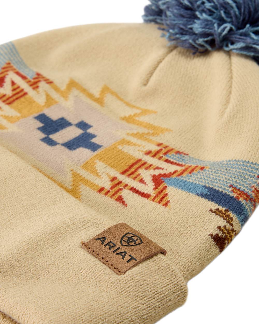 Natural Serape coloured Ariat Womens Serape Beanie on white background 