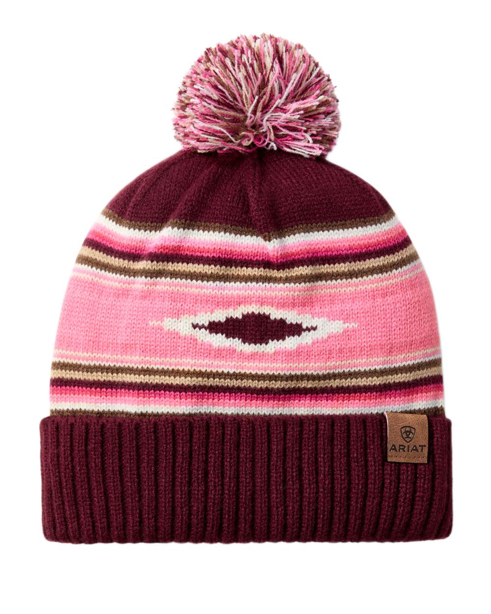 Pastel Coloured Ariat Womens Serape Beanie on white background 