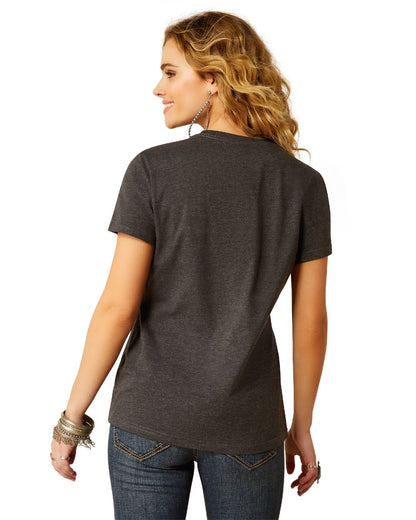 Charcoal Heather Coloured Ariat Womens Southwest Classic T-Shirt on white background 