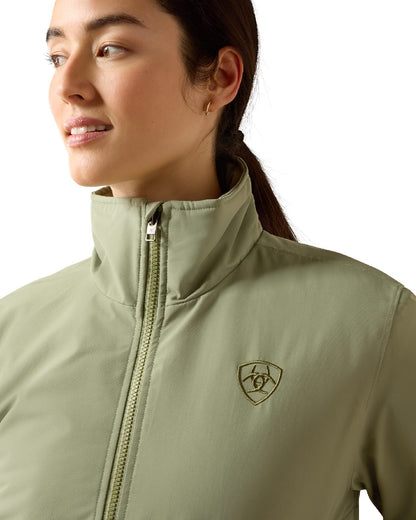 Oil Green Coloured Ariat Womens Stable 2.0 Insulated Jacket on white background 