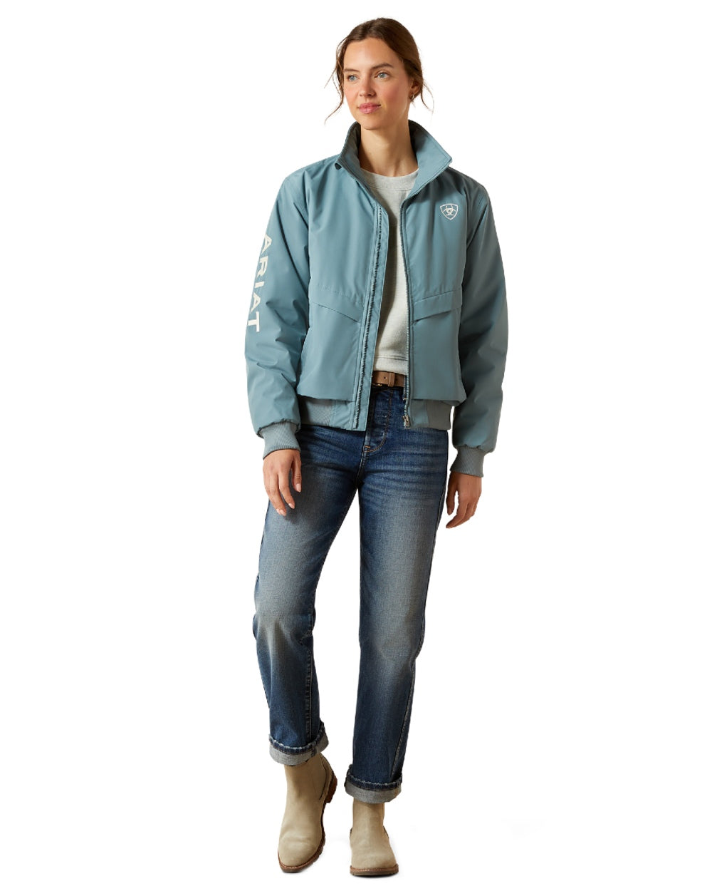 Steel Stage Coloured Ariat Womens Stable 2.0 Insulated Jacket on white background 