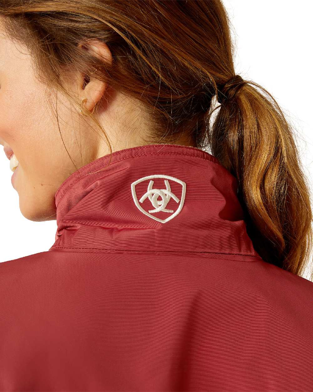 Burnt Russet Coloured Ariat Womens Stable Insulated Jacket on white background 