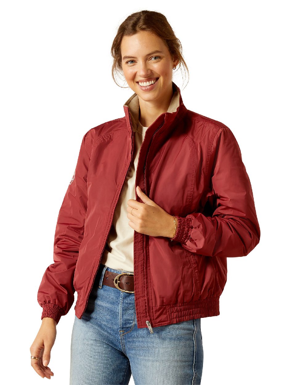 Burnt Russet Coloured Ariat Womens Stable Insulated Jacket on white background 