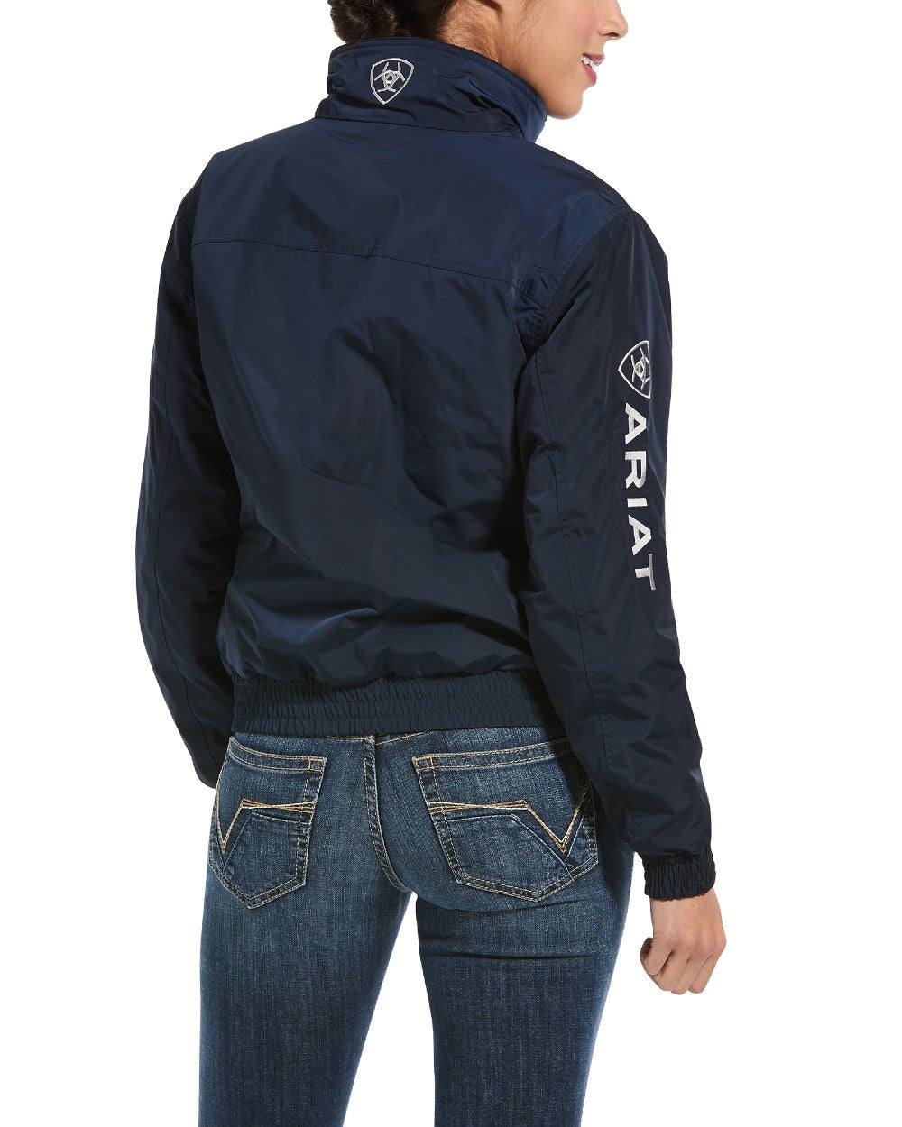 Navy Coloured Ariat Womens Stable Insulated Jacket on white background 