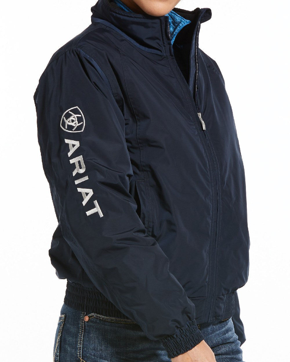 Navy Coloured Ariat Womens Stable Insulated Jacket on white background 