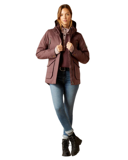 Raisin Coloured Ariat Womens Sterling Waterproof Insulated Parka on white background 