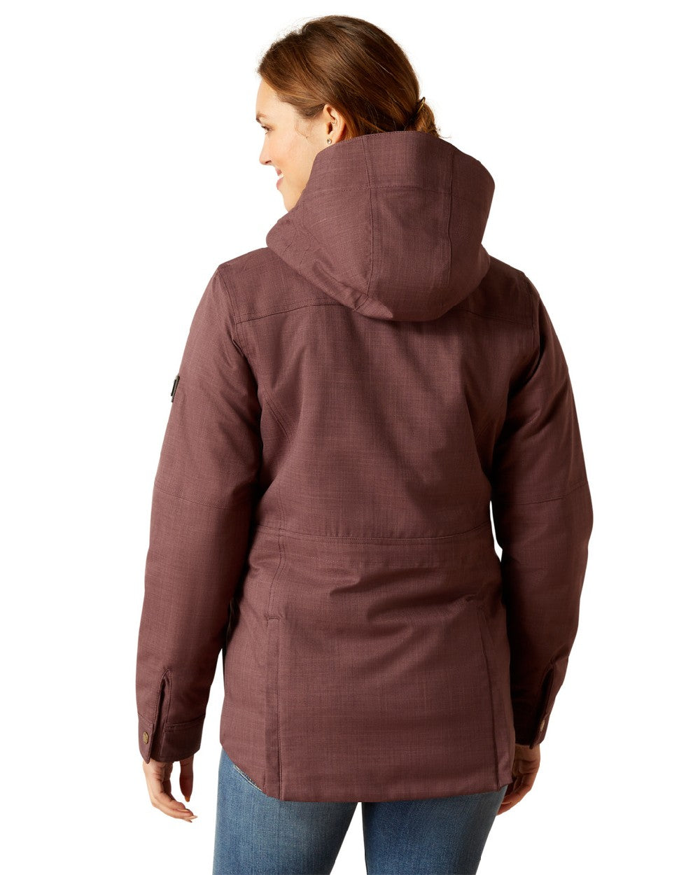 Raisin Coloured Ariat Womens Sterling Waterproof Insulated Parka on white background 