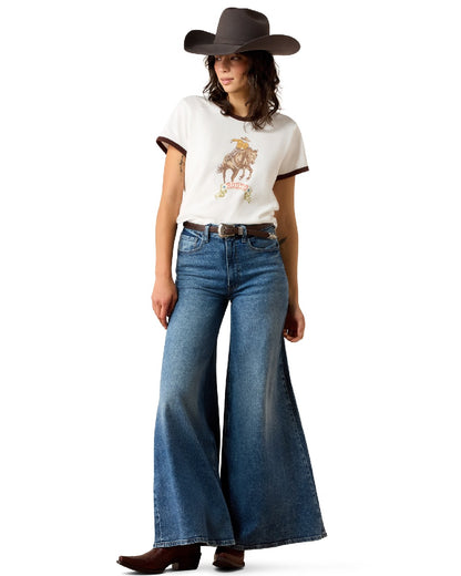 Parchment coloured Ariat Womens Sundance T-Shirt on white background 