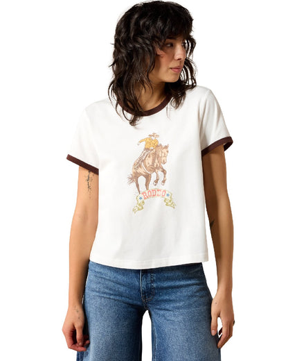 Parchment coloured Ariat Womens Sundance T-Shirt on white background 