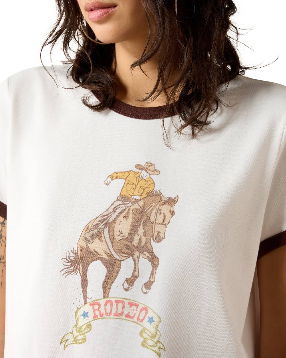 Parchment coloured Ariat Womens Sundance T-Shirt on white background 