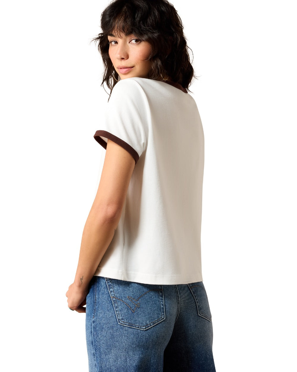 Parchment coloured Ariat Womens Sundance T-Shirt on white background 