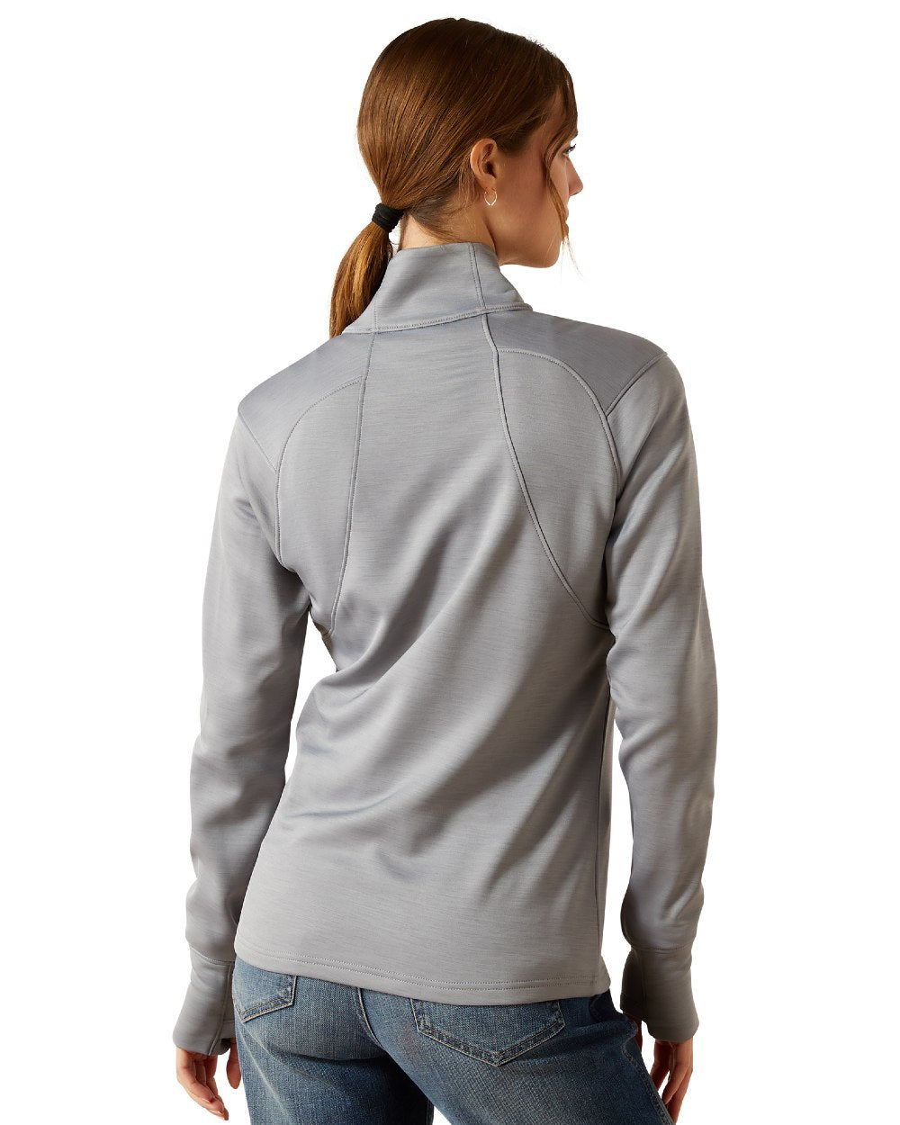 Alloy Heather Coloured Ariat Womens Team EQ Half Zip Pullover on white background 