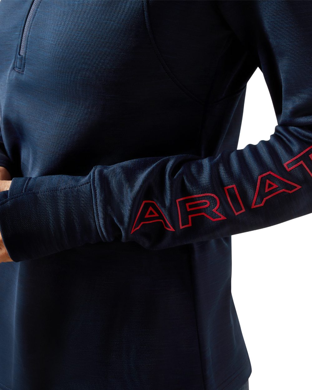 Navy Coloured Ariat Womens Team EQ Half Zip Pullover on white background 