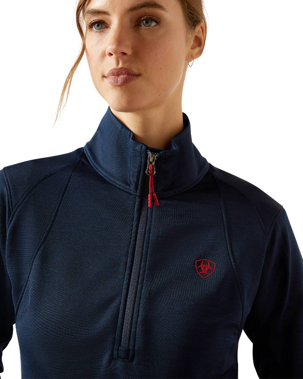 Navy Coloured Ariat Womens Team EQ Half Zip Pullover on white background 