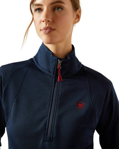 Navy Coloured Ariat Womens Team EQ Half Zip Pullover on white background 