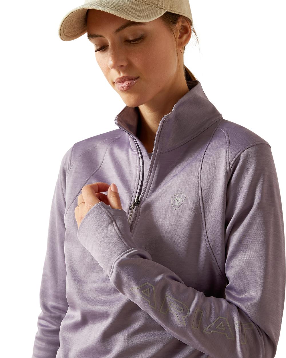 Purple Ash Coloured Ariat Womens Team EQ Half Zip Pullover on white background 