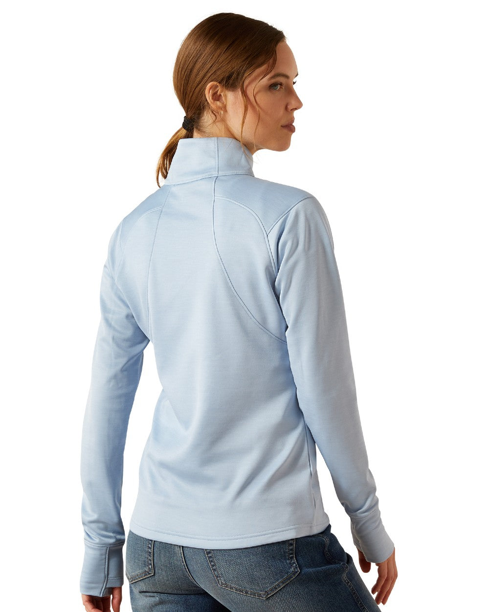 Skyway Coloured Ariat Womens Team EQ Half Zip Pullover on white background 