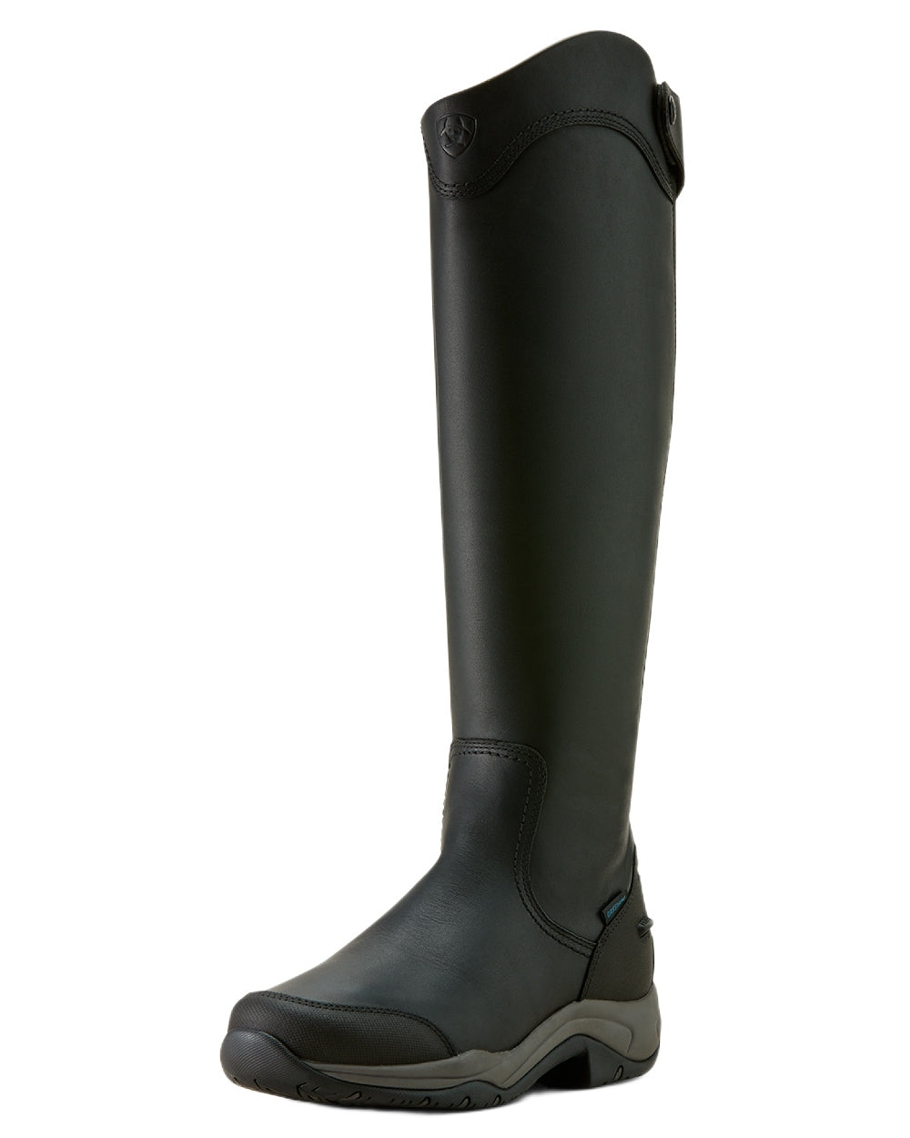 Black coloured Ariat Womens Telluride Tall Waterproof Boots on white background 