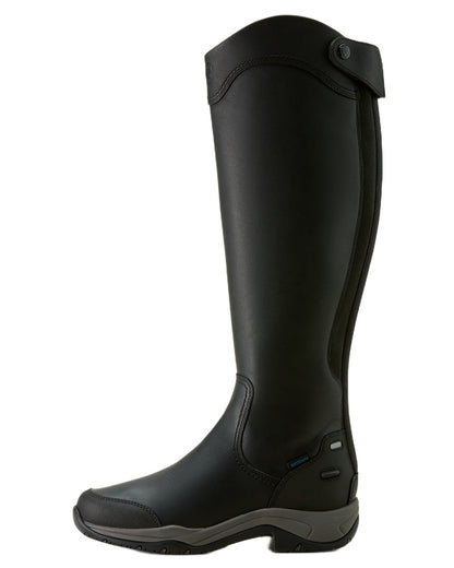 Black coloured Ariat Womens Telluride Tall Waterproof Boots on white background 
